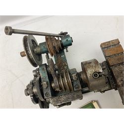 Cowells of Norwich model 90 modelmaker's lathe with handbook, the Pratt Bernard 4-jaw chuck with 4cm centre height and 7.5cm throw L44.5cm; together with an unrelated Hobbymat horizontal cross-slide with 4-way tool post (2)