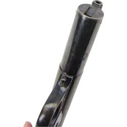 Webley Mark I .22 air pistol, batch 084, the air chamber marked 'The Webley Mark I Made in England, Webley & Scott Ltd Birmingham 4, Webley Patents', with brown checkered grip, H14cm, L19cm