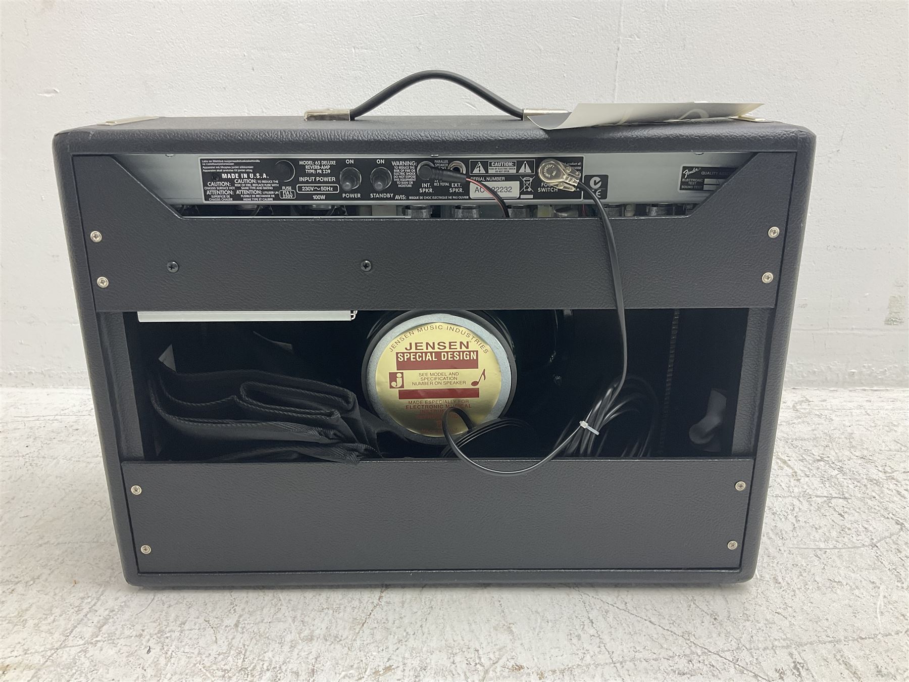 Fender Deluxe Reverb combo amplifier; model 65 Deluxe; type PR-239; 100 watts; made in USA; serial no.AC122232; L61cm; with cover