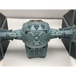 Star Wars - four space/land vehicles comprising Millenium Falcon with hinged top and figures; TIE Fighter; X-Wing Fighter with pilot; and AT-ST 'Chicken Walker' transporter; all unboxed (4)