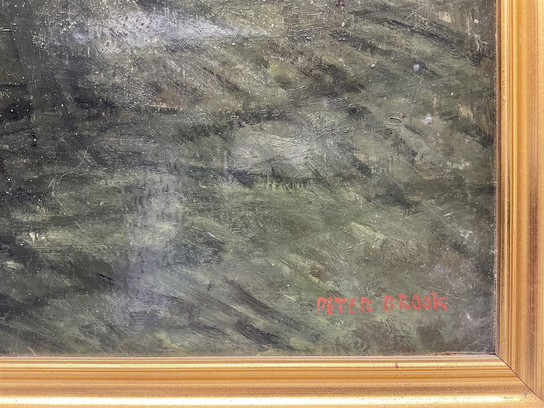 Peter Brook (Northern British 1927-2009): Telegraph Wires at the Road Junction, oil on board signed, dated by the artist c1955 on hand written verso 75cm x 50cm
Provenance: West Yorkshire dec'd estate; the deceased was good friends with the artist.