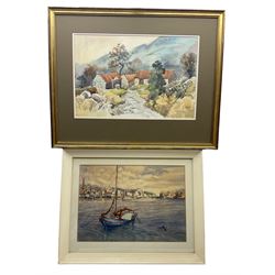 Mabel Winifred Cottee (British 1905-1991): Rural Farmstead, watercolour signed 36cm x 55cm; JD Harrison: Boat on an Estuary, watercolour signed 35cm x 50cm (2)