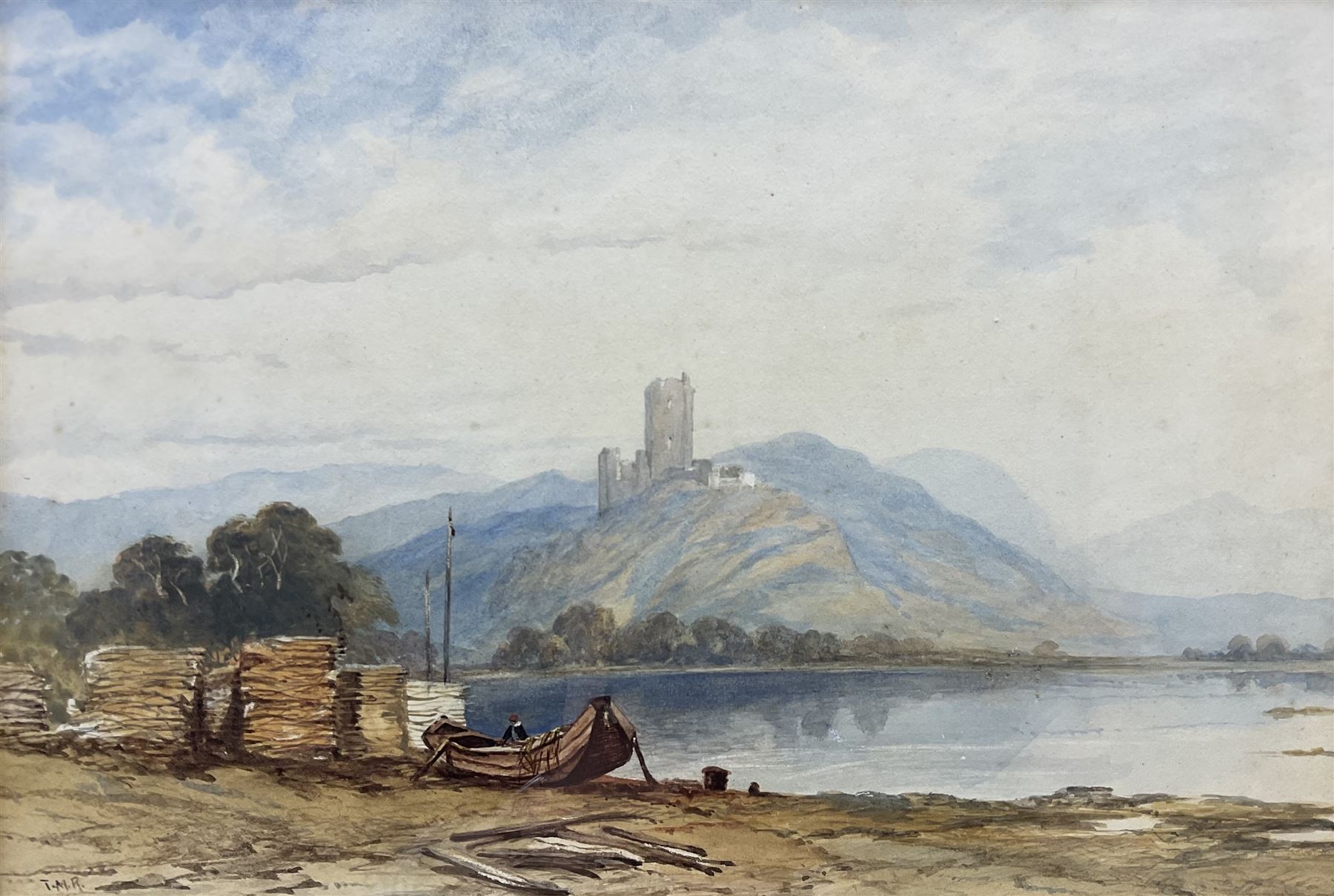 Thomas Miles Richardson Jnr. (British 1813-1890): 'A Castle Ruin', watercolour signed with initials 24cm x 35cm
