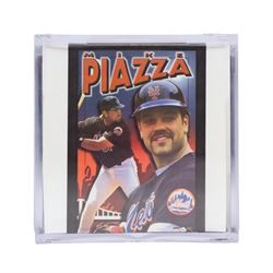 Signed Mike Piazza Rawlings baseball, contained within an acrylic display box, with Field of Dreams hologram and certificate of authenticity