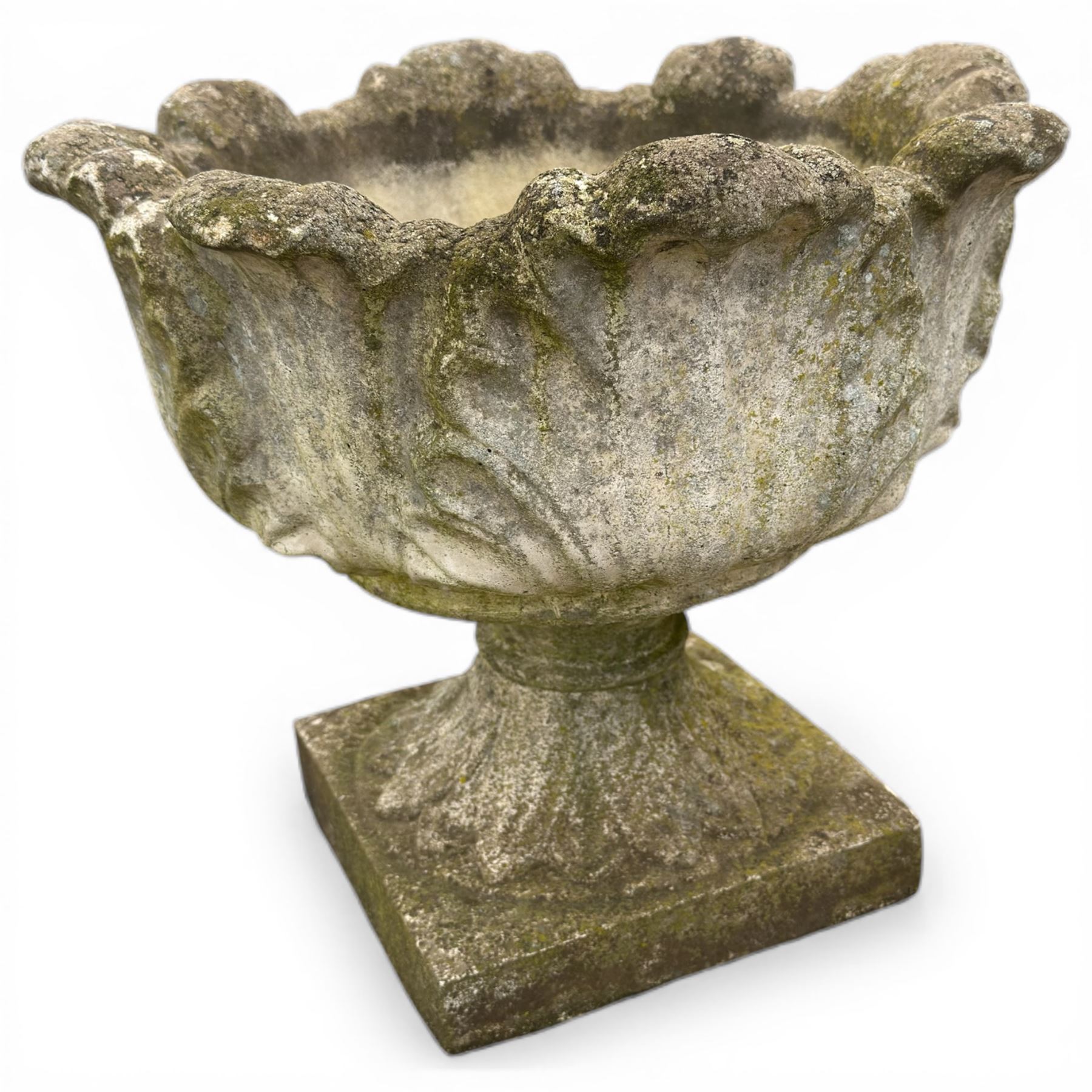Cast stone ornate garden urn