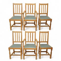 Beaverman - Six dining chairs, comprising four side chairs and two carvers, each with slat...