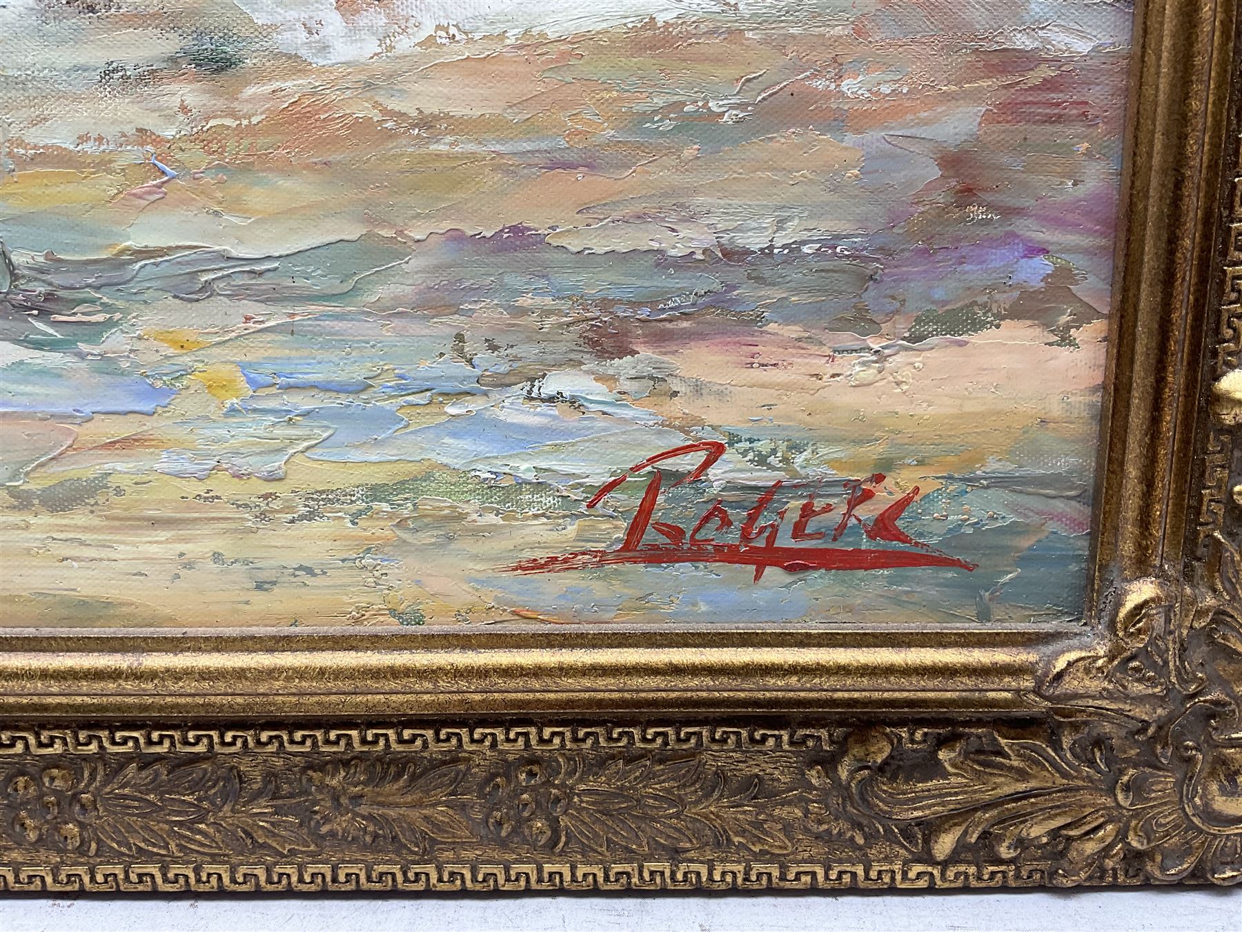 Impressionist School after LeRoy Neiman (American 1921-2012): Racing Horses, oil on board signed 'Rogers', 60cm x 90cm