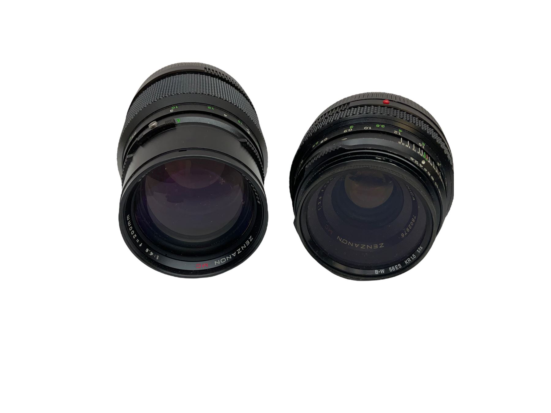 Zenza Bronica ETRS medium format camera body, AE Finder-E Model II, Zenza Bronica Zenzanon MC '1:4 f-40mm' lens, Zenza Bronica Zenzanon MC '1:4.5 f-200mm' lens,  Zenza Bronica Zenzanon MC '1:2.8 f-75mm' lens, and two film backs