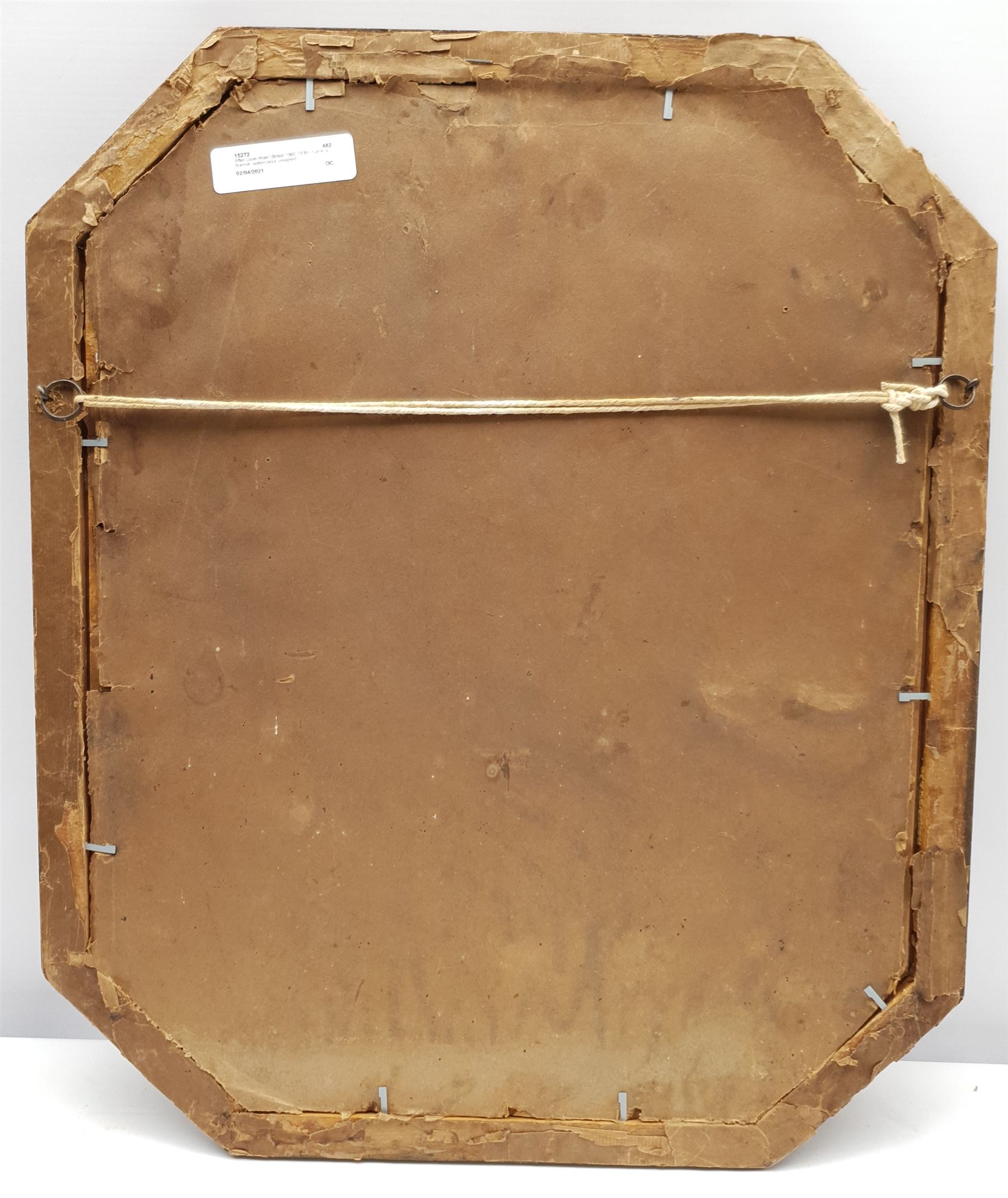 After Louis Wain (British 1860-1939): Cat in a Bonnet, watercolour unsigned 32cm x 24cm