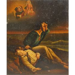 Dutch School (19th century): 'Officer Dictating a Letter' after Gerard ter Borch and Shipwrecked Soldiers, pair oils on metal unsigned 20cm x 17cm (2)