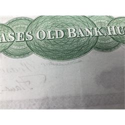 Pease's Old Bank Hull, five pounds banknote for Pease & Sons, numbered P1483, with 'Peases Old Bank, Hull' to the reverse