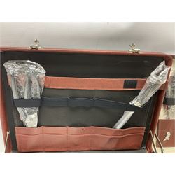 Bachmayr Soligen boxed set of six steak knives and fork, together with Offenbach chef quality knives, chopper, forks, scissors and knives sharpeners, in fitted cases