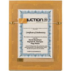 Signed photograph of David Beckham with certificate of authenticity from Auction World TV, framed, H43cm