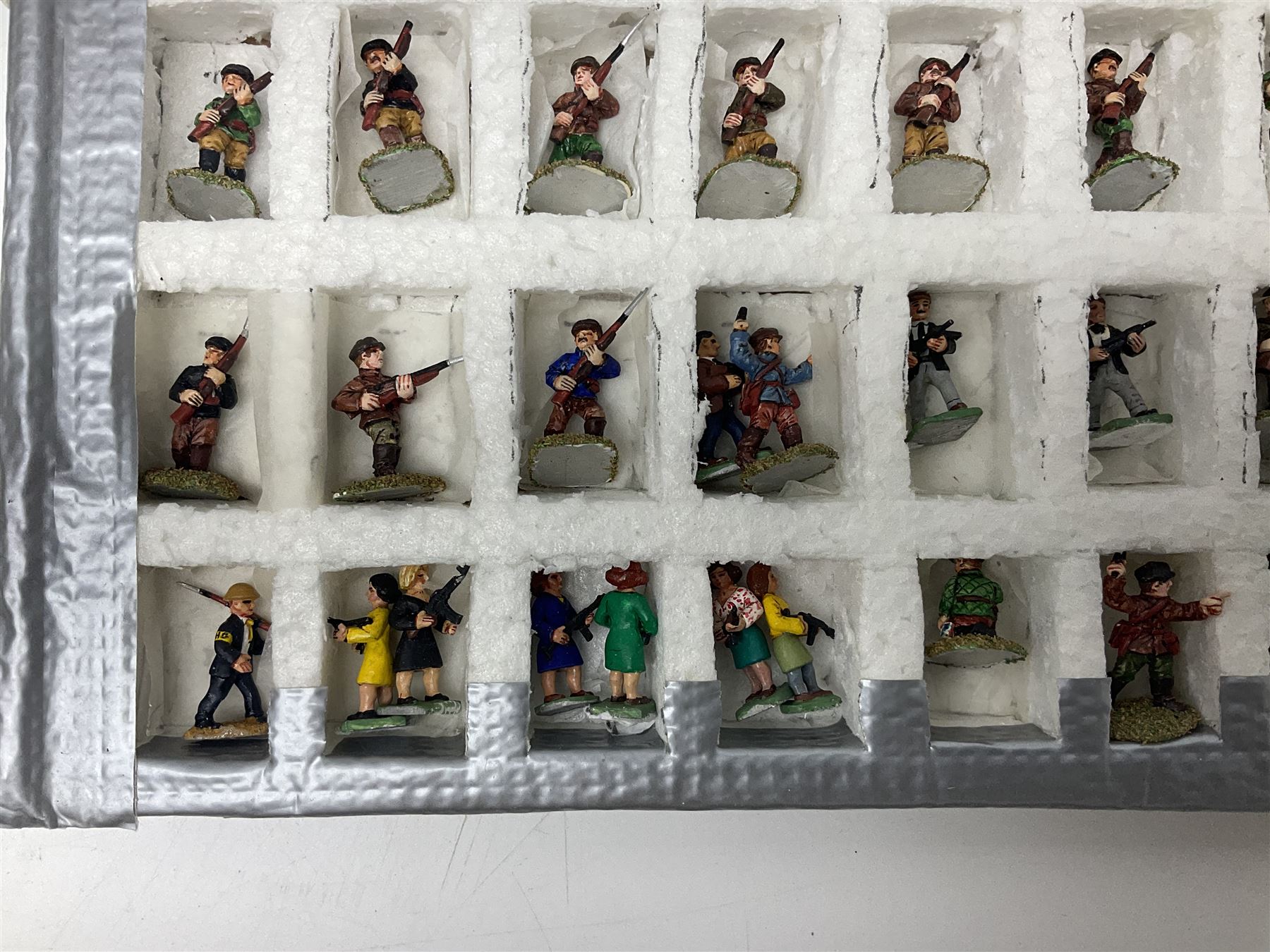 Lamming Miniatures - Bill Lammings own 1970s promotional display set of forty-four 25mm miniature Russian Partisans including female fighters; hand painted by Bill Lamming for exhibition.