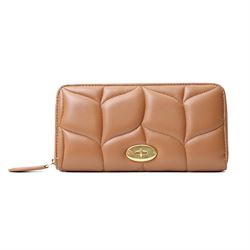 Mulberry - ‘Softie 8 Card Zip Around’ wallet in Tobacco Brown quilted Nappa leather, with ...