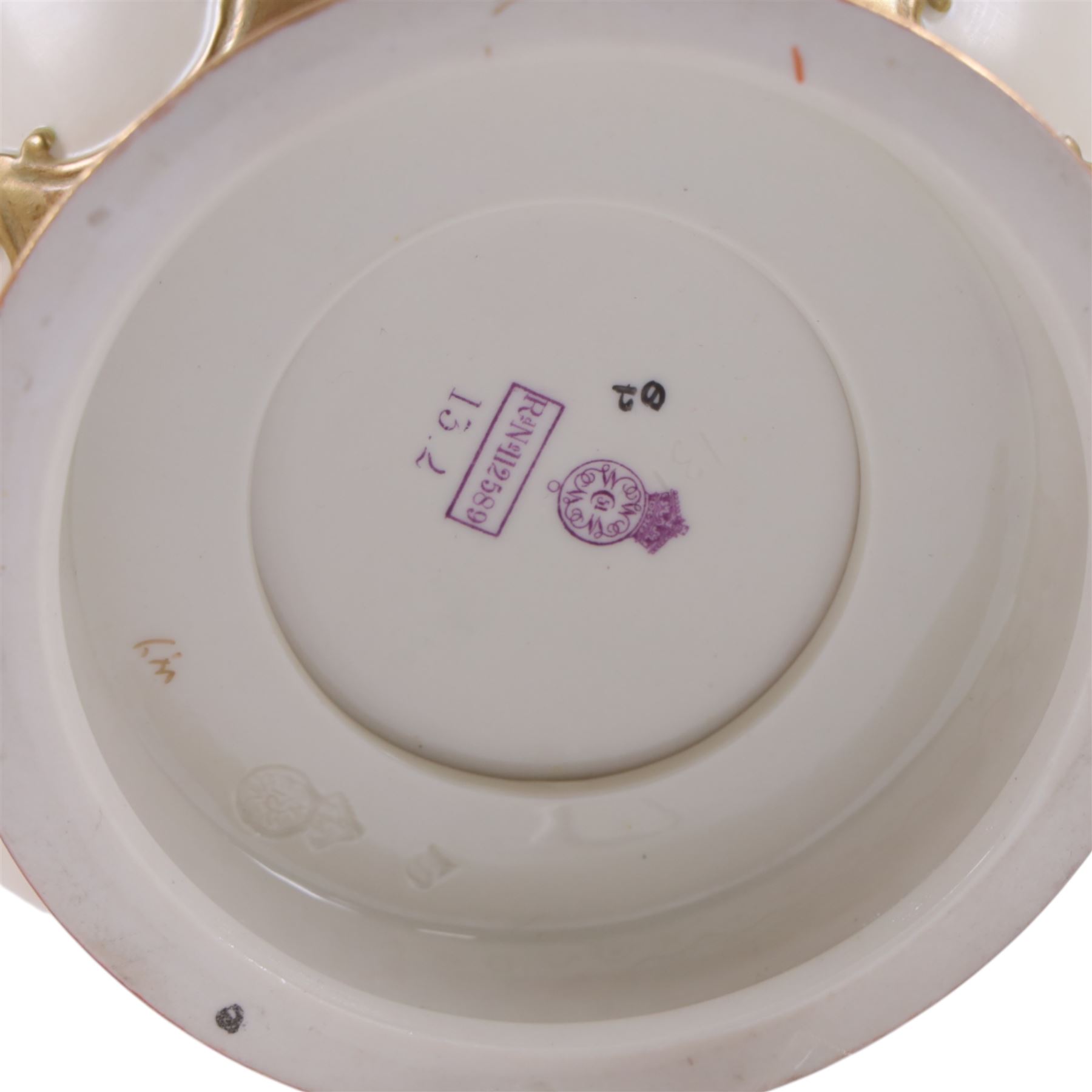 Royal Worcester pair of blush ivory jar and covers, painted with floral sprigs and gilding detail, with price mark beneath and numbered 1312,  H28cm