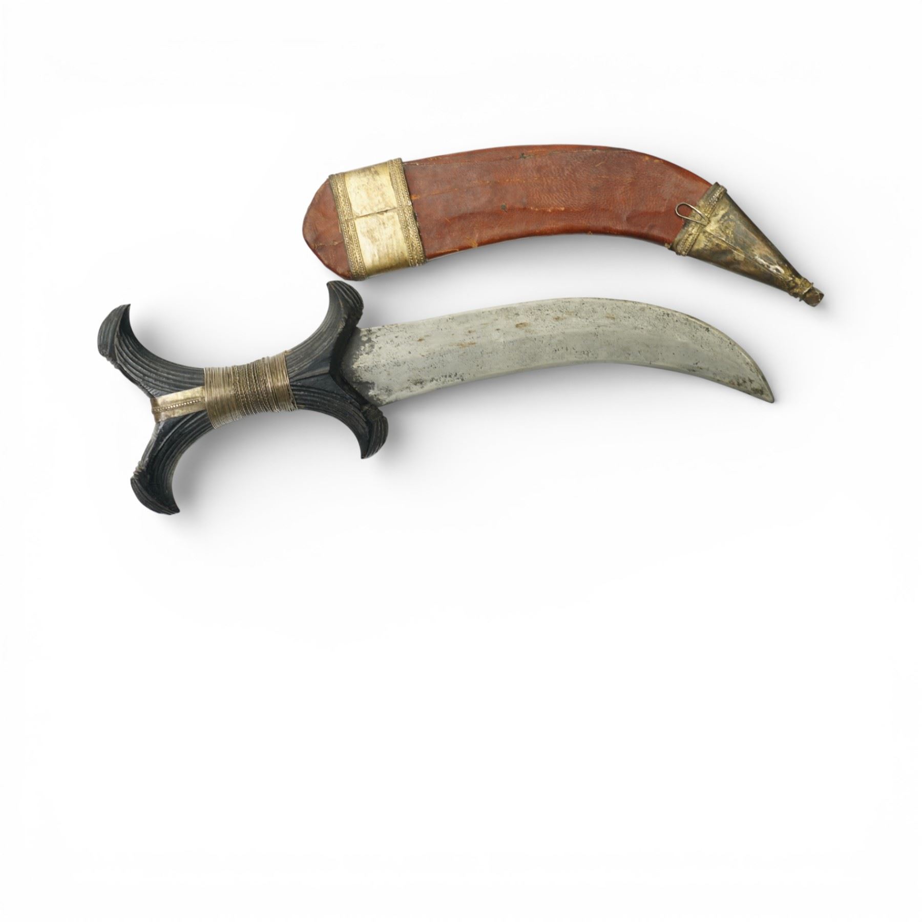 African copper currency bangle, African axe, African dagger and Malayan kris (4)