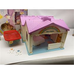 1980s Hasbro My Little Pony - Dream Castle and Show Stable; both boxed, together with Lullaby Nursery and Carry Case; ten generation one ponies, including Majesty, Skydancer and Locket; and assorted accessories 