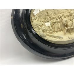 Justin Mathieu; oval high relief plaque depicting a battle scene, within frame H36cm