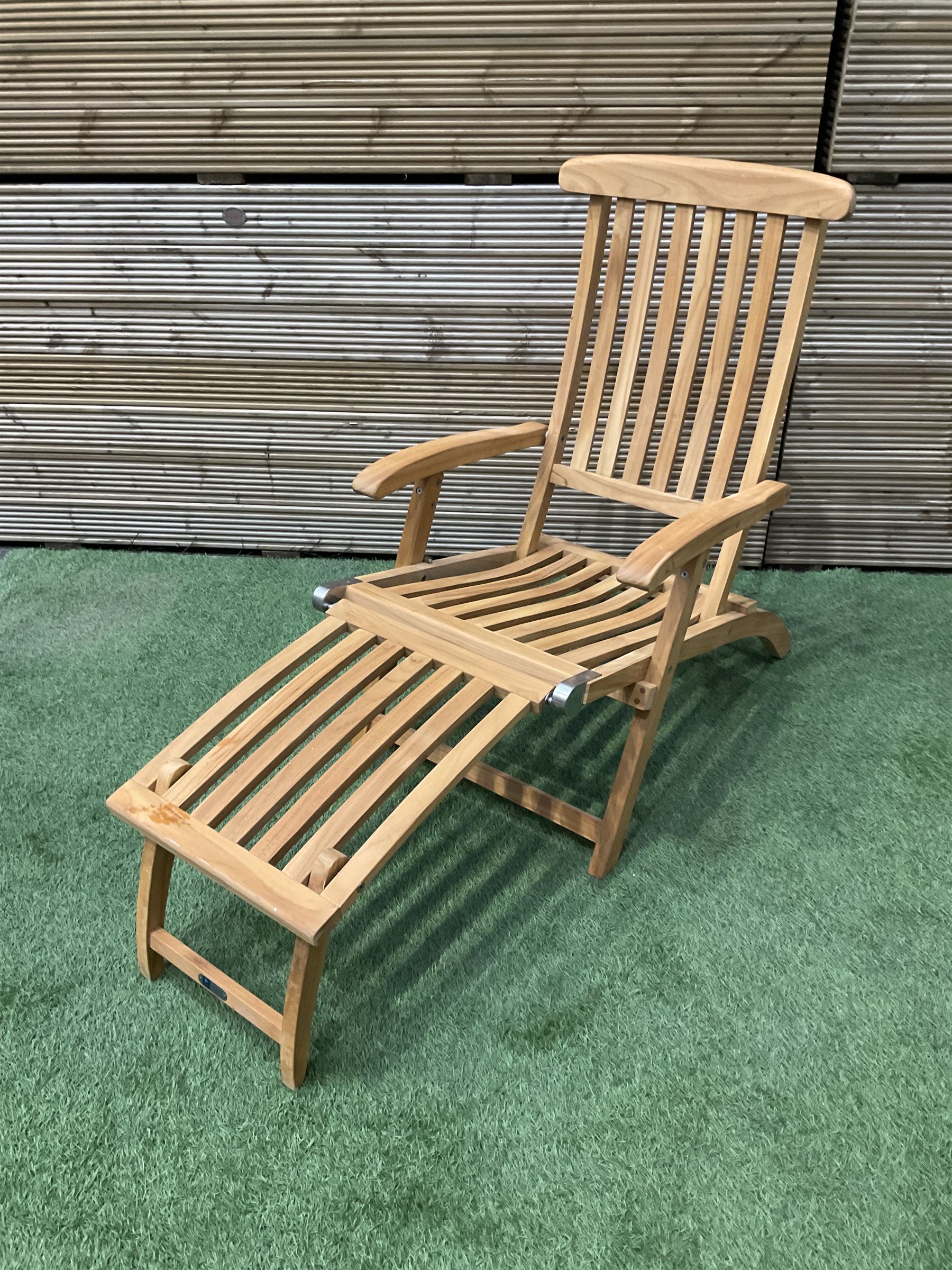Neptune - hardwood garden steamer chair, with cushion - THIS LOT IS TO BE COLLECTED BY APPOINTMENT FROM DUGGLEBY STORAGE, GREAT HILL, EASTFIELD, SCARBOROUGH, YO11 3TX