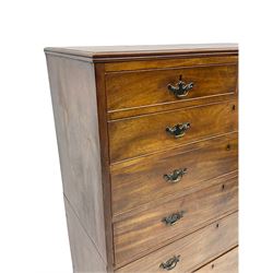 19th century mahogany straight front chest, fitted with two short and five long graduating drawers