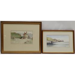 Derek Carpenter (British 1936-2010): Sandsend from the Ness, pastel signed 32cm x 35cm; L Tindall (Late 20th century): The Ness Sandsend, watercolour signed 13cm x 23cm; 'Mulgrave Inn Upgang' Whitby, early 20th century watercolour indistinctly signed and extensively inscribed verso 14cm x 22cm (3)