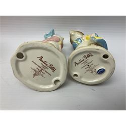 Twelve Border Fine Arts The World of Beatrix Potter and Peter Rabbit Collection figures, including Musical Tailor of Gloucester, Peter Rabbit with Miniature Waterball, Peter Hid in a Flowerpot trinket box, Jemima Puddle Duck with Herbs and Gentleman Mouse, etc