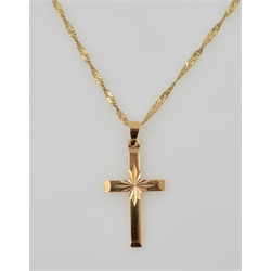  9ct gold cross pendant necklace hallmarked  
