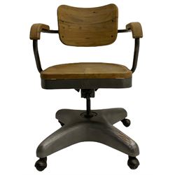 Industrial style metal and wood swivel desk chair
