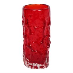 Geoffrey Baxter Whitefriars Tree bark vase, in red, H15cm