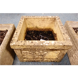  Four square and rectangular composite stone planters (4)  