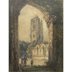 H W B*** (18th/19th century): Fountains Abbey, watercolour signed 73cm x 55cm