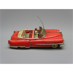  Gama 300 tin-plate friction drive open top Cadillac in red and chrome with driver L31cm  