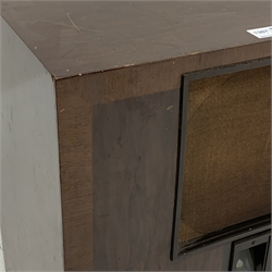 Early 20th century Art Deco radio by 'His Master's Voice', walnut and rosewood cased, W45cm, H49cm, D30cm