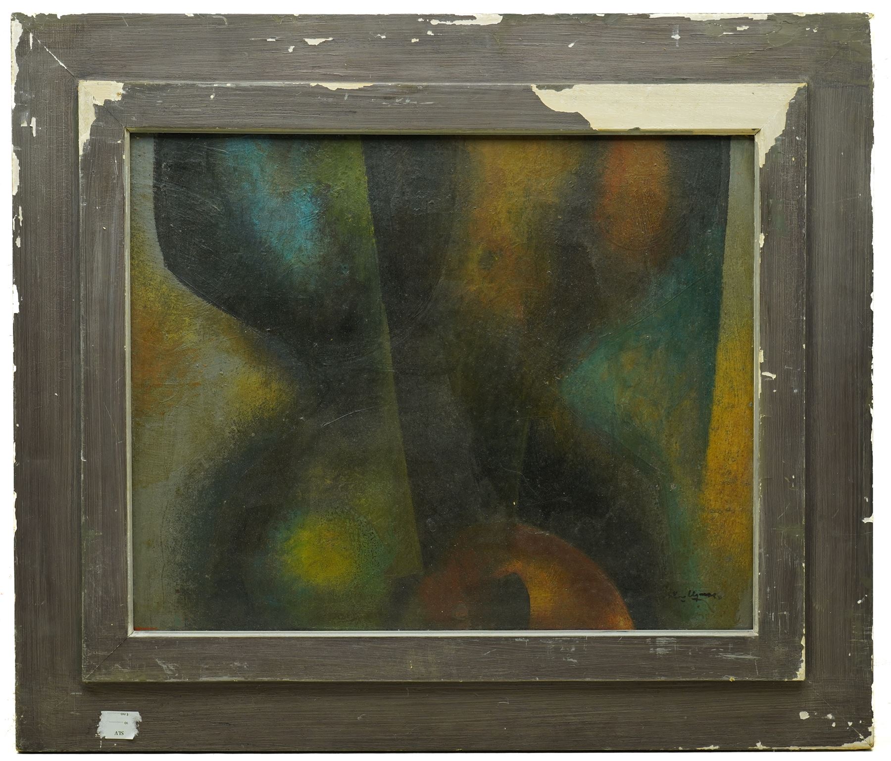 Continental School (20th century): Abstract with Overlapping Discs, pair of oils on board indistinctly signed 38cm x 48cm (2)