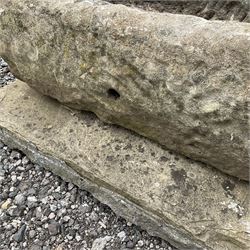 19th century small shallow carved stone trough on stone slab - THIS LOT IS TO BE COLLECTED BY APPOINTMENT FROM DUGGLEBY STORAGE, GREAT HILL, EASTFIELD, SCARBOROUGH, YO11 3TX