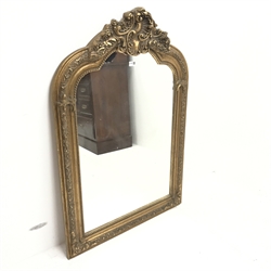 Gilt framed arched mirror, W80cm, H117cm