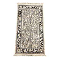 Small Bokhara green rug, Chinese hearth rug and two modern Persian design rugs