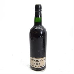 Cockburns 1963 vintage port, unknown contents and proof 