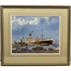 Keith Glen (British Contemporary): Screw Steamer 'City of Baroda' in Port, watercolour signed, titled verso 34cm x 43cm