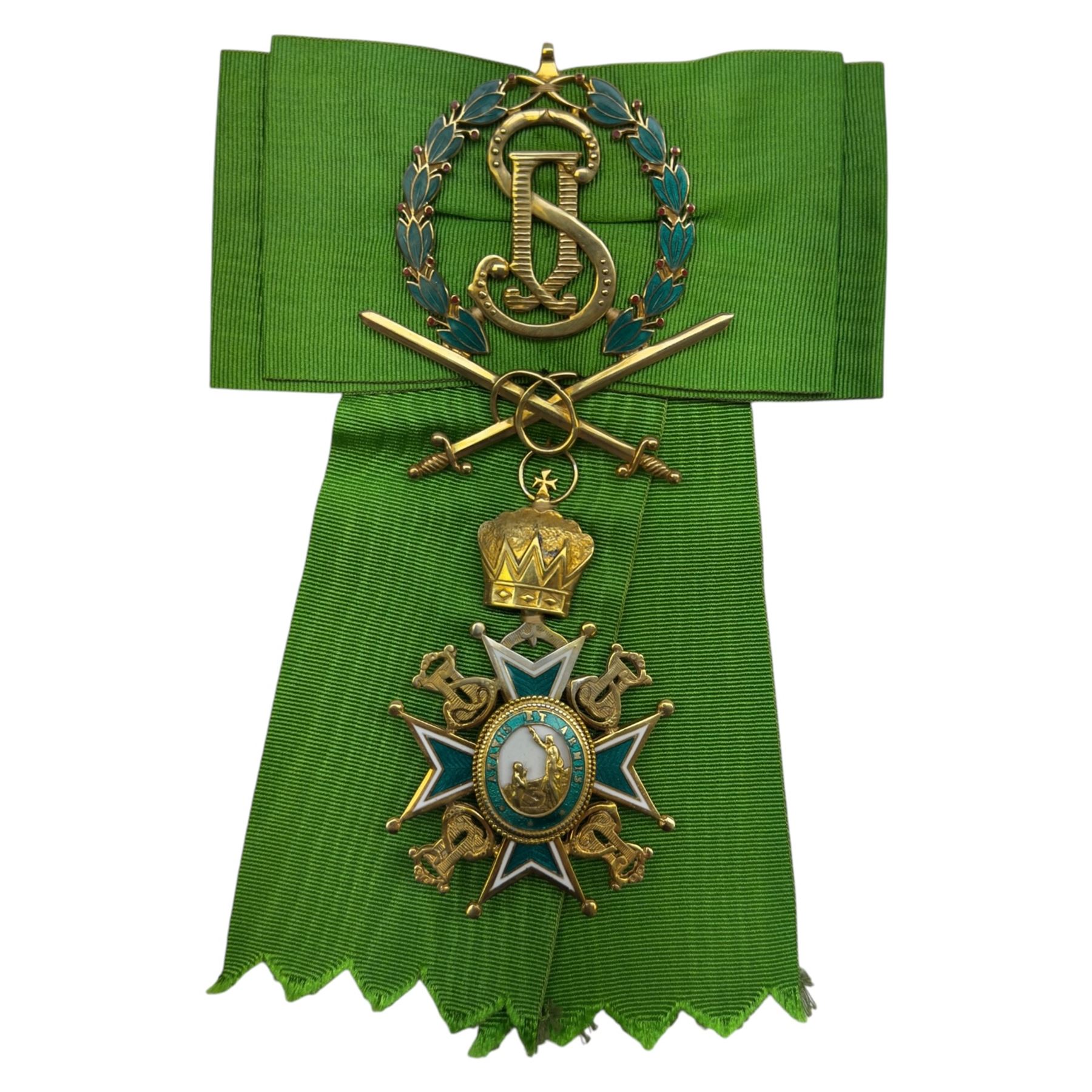 Military and  Hospitaller Order of St. Lazarus of Jerusalem, Knight of Grace, gilt silver and enamel breast badge