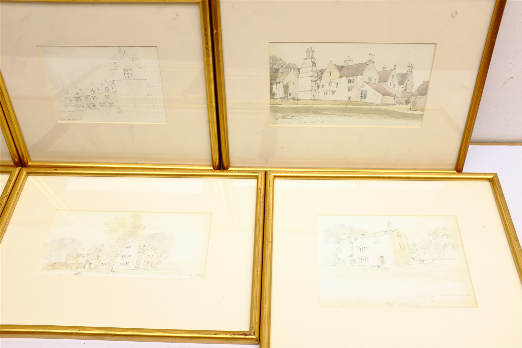 John Johnson (British 1843-1920): Architectural Studies, eight pencil and watercolour sketches variously signed, titled and dated, max 13cm x 20cm (8) 
Notes: Johnson was a British architect most notable for designing the Jubilee Clock Tower in Brighton; these sketches were taken from his Architectural Association sketchbook 1897-1904.
