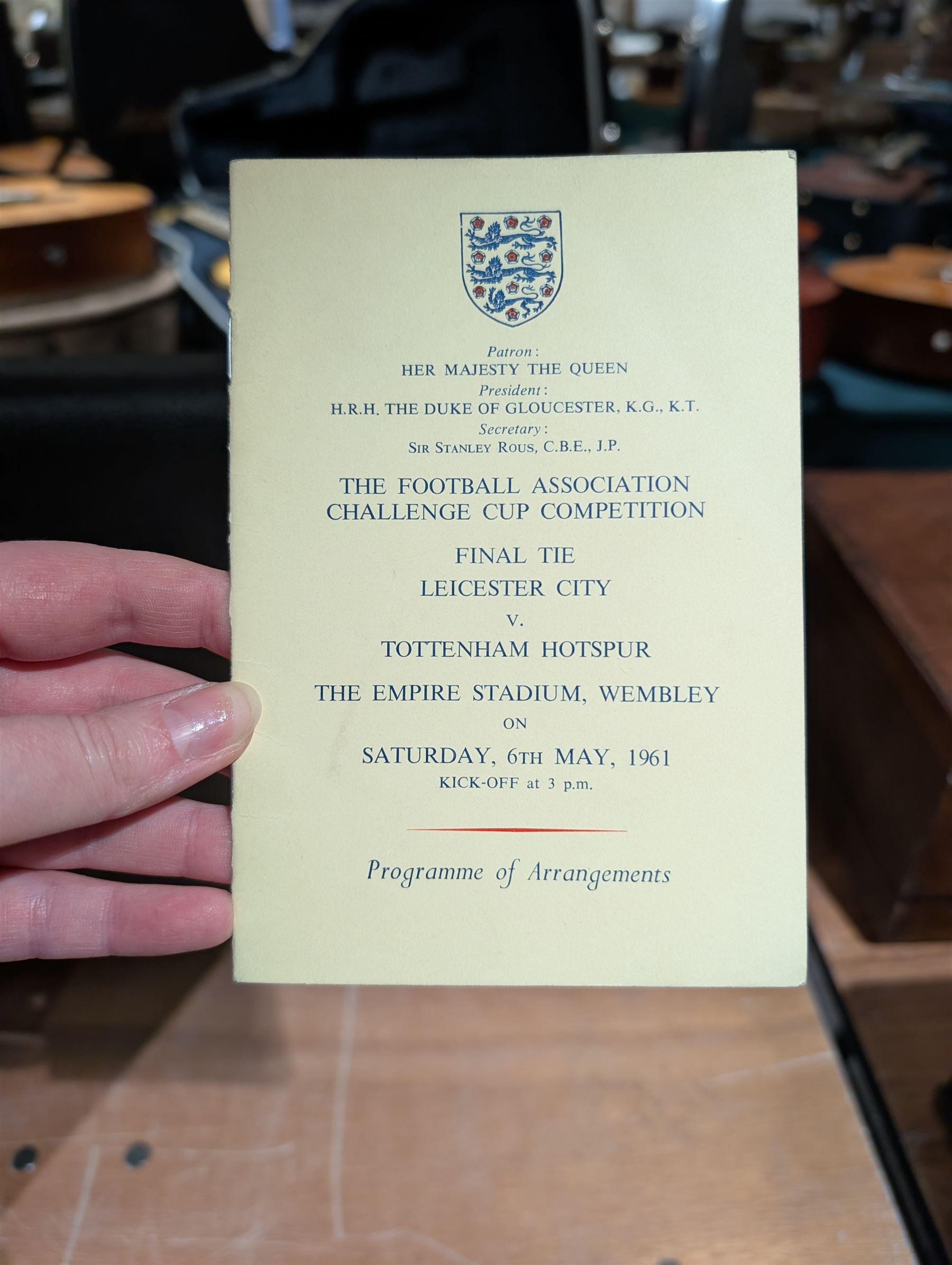 1961 Football Association Challenge Cup Final Leicester City vs. Tottenham Hotspur ephemera, including match programme, three ticket stubs, newspaper clippings,, programme of arrangements, invitations addressed to Mr & Mrs C Appleton to dinners in honour of the cup final, rosette, Sheffield United vs Leicester City 1961 Challenge Cup semi-final programme, highlights record and Success City Wembley 1961 publication