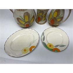 Murano glass dish together with three Myott jugs etc