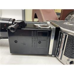 Bolex Paillard P3 Zoom Reflex camera body, serial no 38090, with 'B te S.G.D.G Som Berthiot Pan-Cinor 1:1.9 f=8a 40' lens, serial no. 40251438 in case, Kodak Brownie movie camera, Kodak model 2 Brownie movie camera and a Kodak 8 Movie Projector A-15G and other camera equipment 