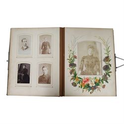 Two Victorian photograph albums, containing a collection of full and portrait Cartes de Visite, photographs and other ephemera