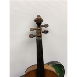 Early 20th century German violin with 36cm two-piece maple back and ribs and spruce top, 61cm overall, in hard carrying case with bow