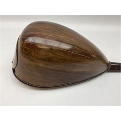 Italian mandolin, with foliate inlaid scratchplate, paper label inscribed 'Carlo Loveri & Figlio of Napoli', L62cm