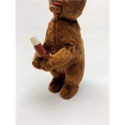 'Meabeab' Russian clockwork plush covered bear c1950s depicted standing with open mouth holding an ice lolly H9