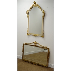  Gilt Rococo style wall mirror (W62cm, H104cm) and another similar mirror (2)  